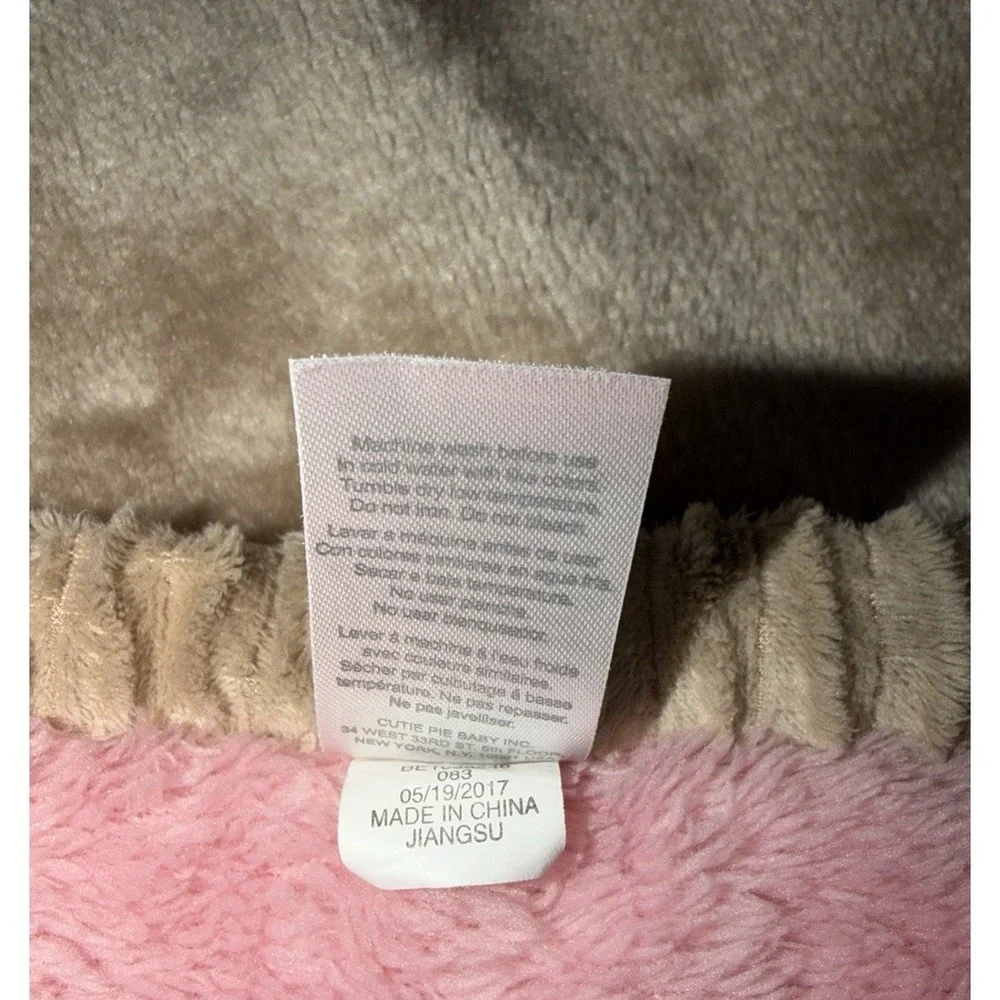 Chic Pea Baby Blanket Brown Pink Plush Soft Ribbed Edge
